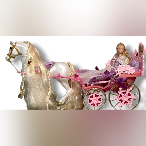 VINTAGE Y2K BARBIE PRINCESS RAPUNZEL WHITE HORSE - Picture 4 of 4